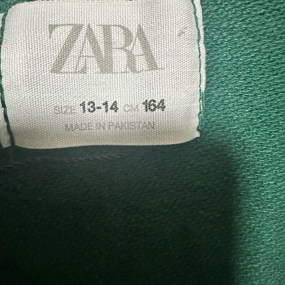 Zara “w” EST.1975 J.WEAR Zip Green Pullover Sweatshirt Youth 13-14 - Picture 3 of 4